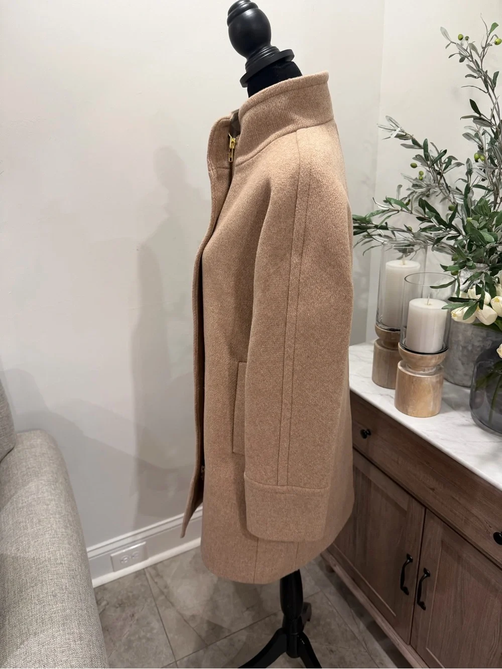 J. Crew Wool Stadium Cloth by Nello Gori Cocoon Coat Tan B2770 Size 6 - Picture 5 of 16
